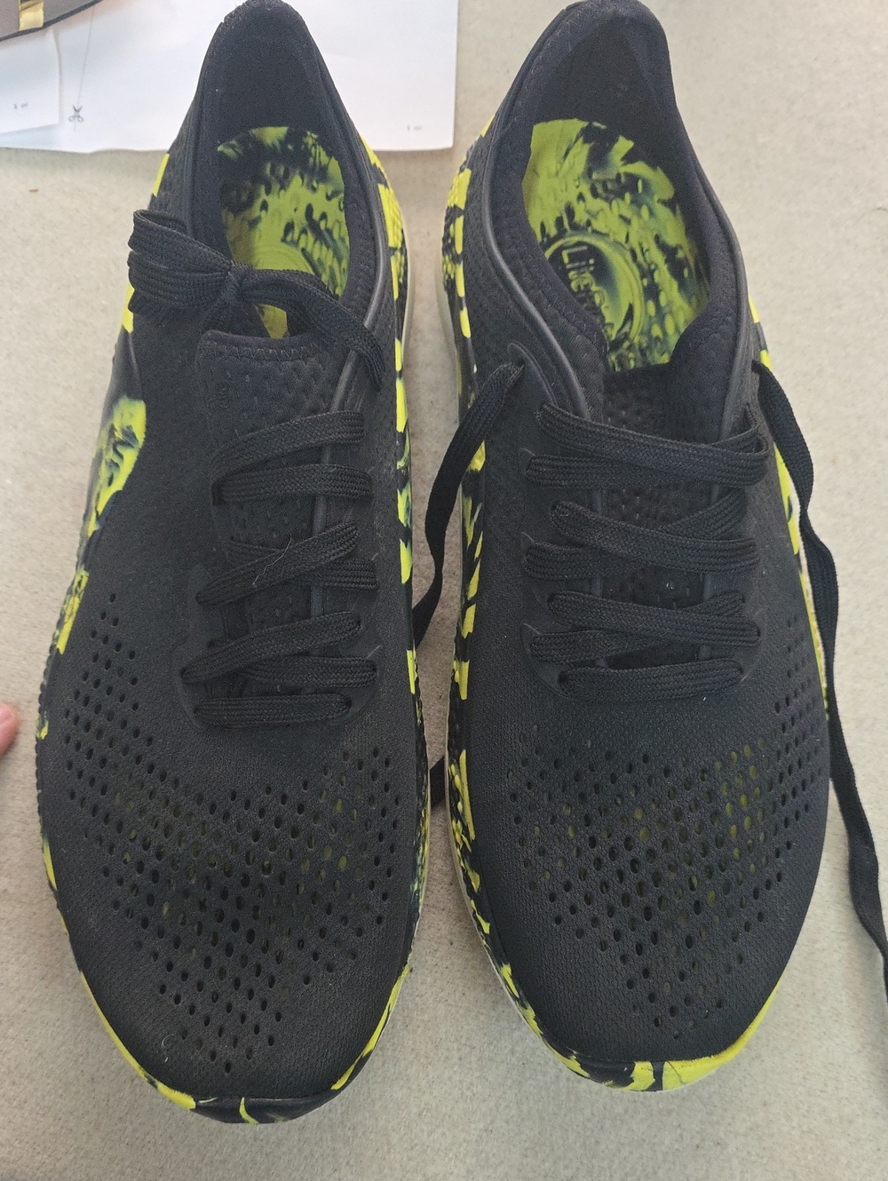 Men's Black Athletic Crock Sneakers with Yellow Accents